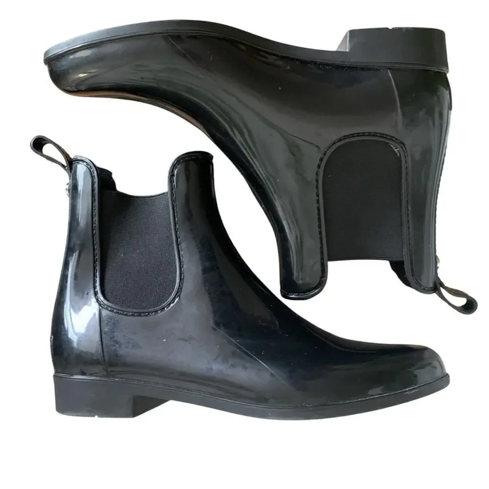Marc Fisher Women's Black Rainy2 Chelsea Rain Boots Size 8 Minimal Classic